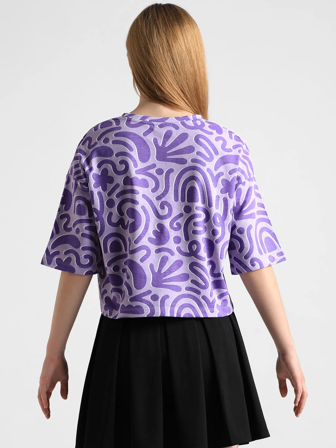 Lavender Printed Boxy Fit T-shirt