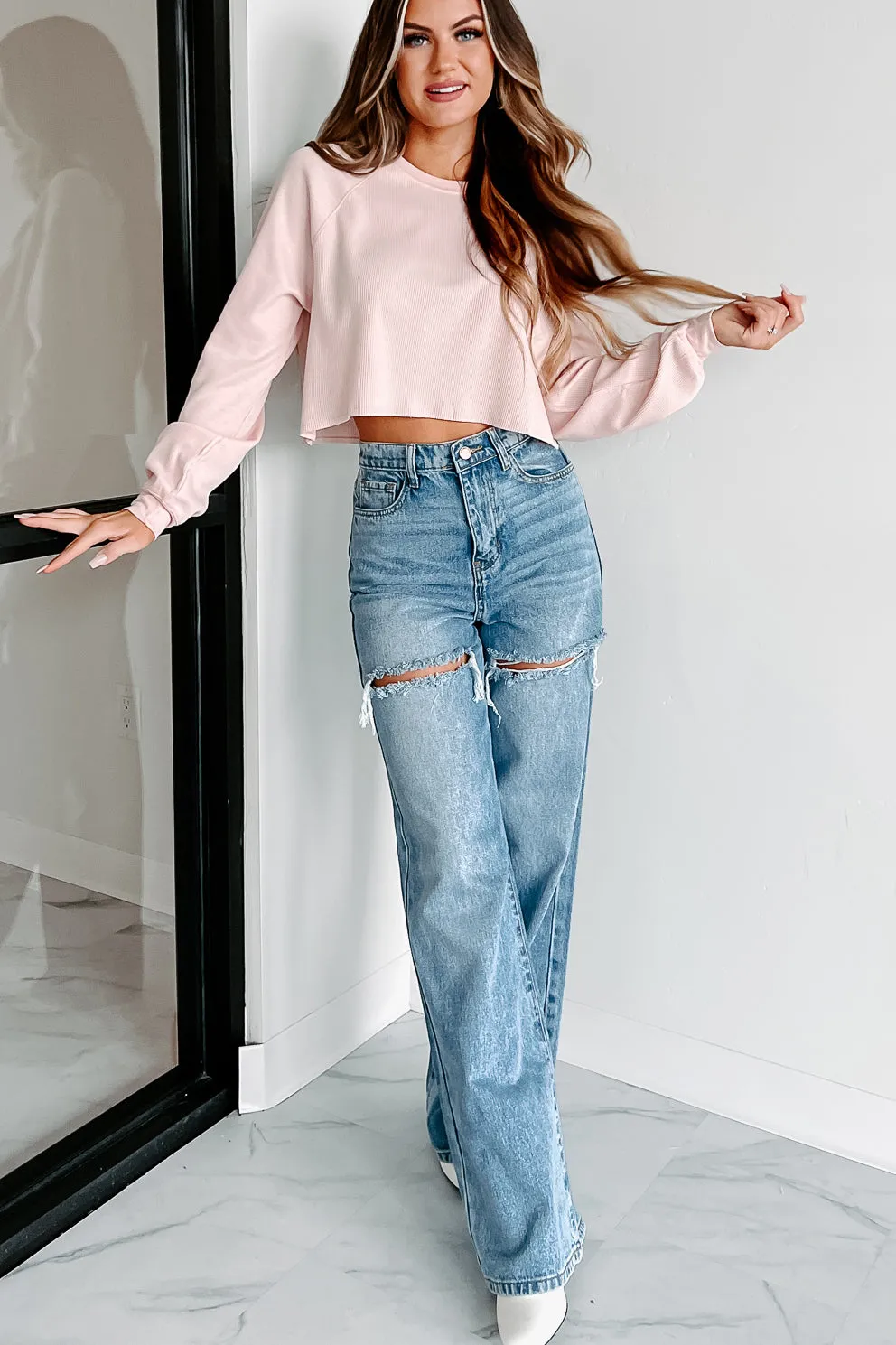 Legs For Days High Waisted Wide Leg Jeans (Medium Stone)