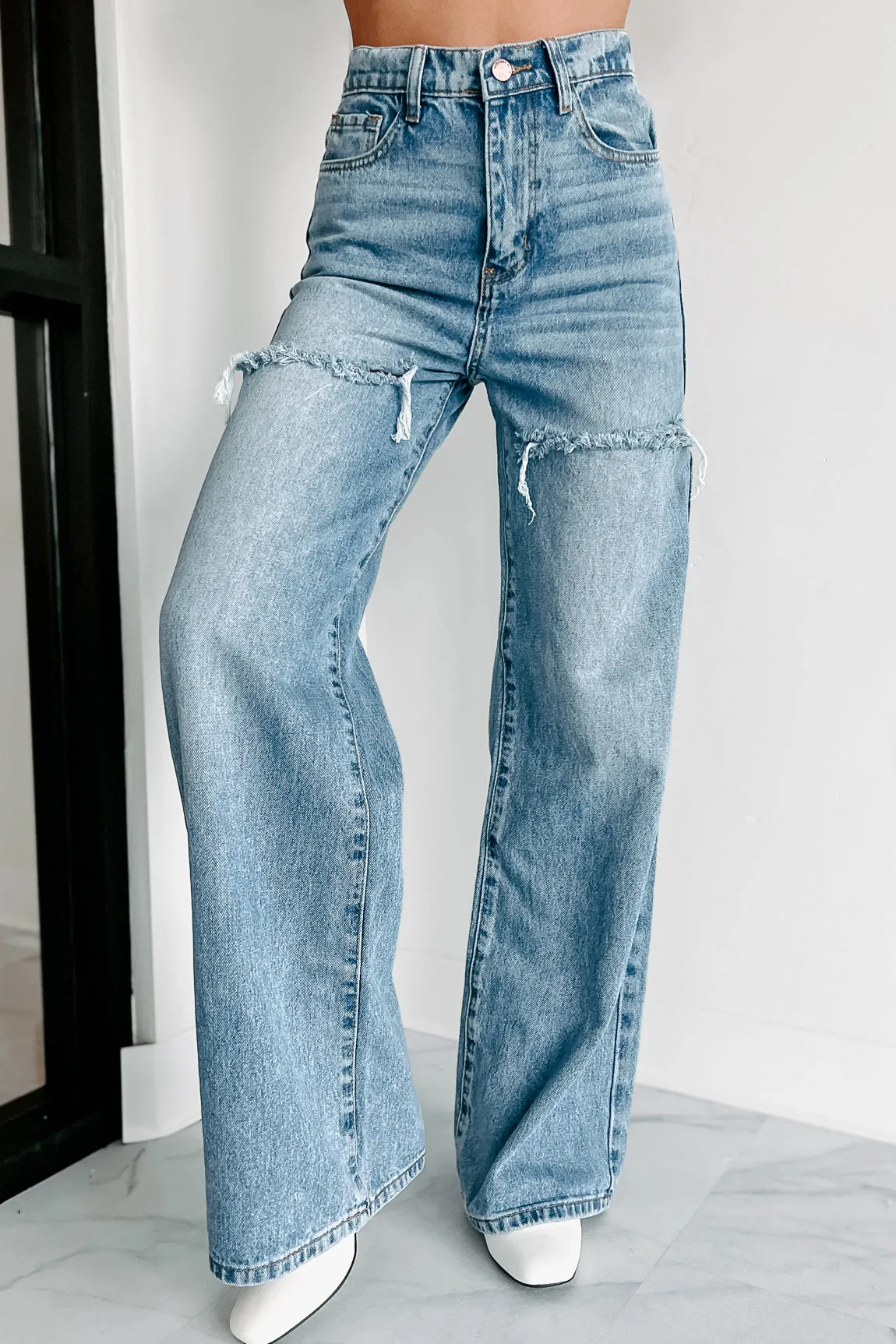 Legs For Days High Waisted Wide Leg Jeans (Medium Stone)