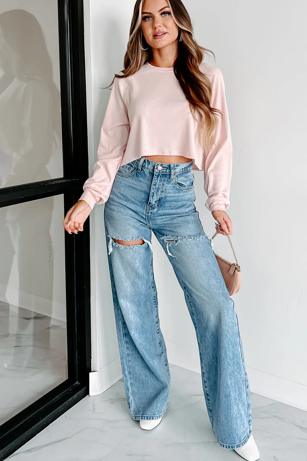 Legs For Days High Waisted Wide Leg Jeans (Medium Stone)