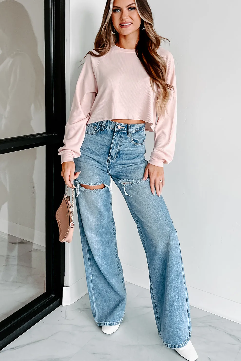 Legs For Days High Waisted Wide Leg Jeans (Medium Stone)