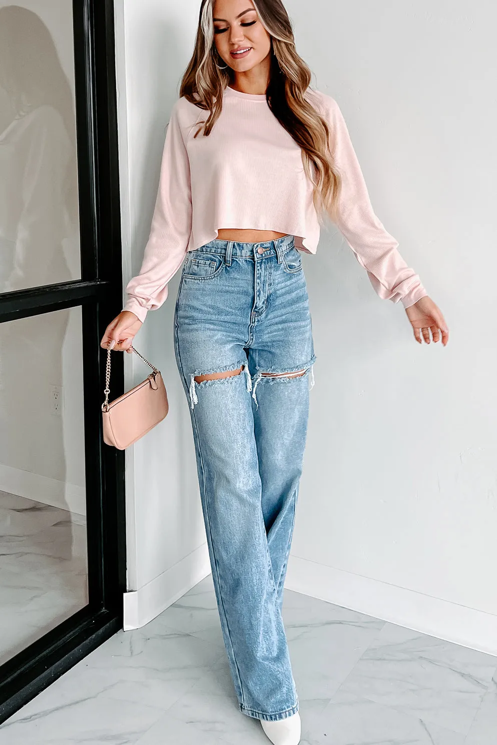 Legs For Days High Waisted Wide Leg Jeans (Medium Stone)