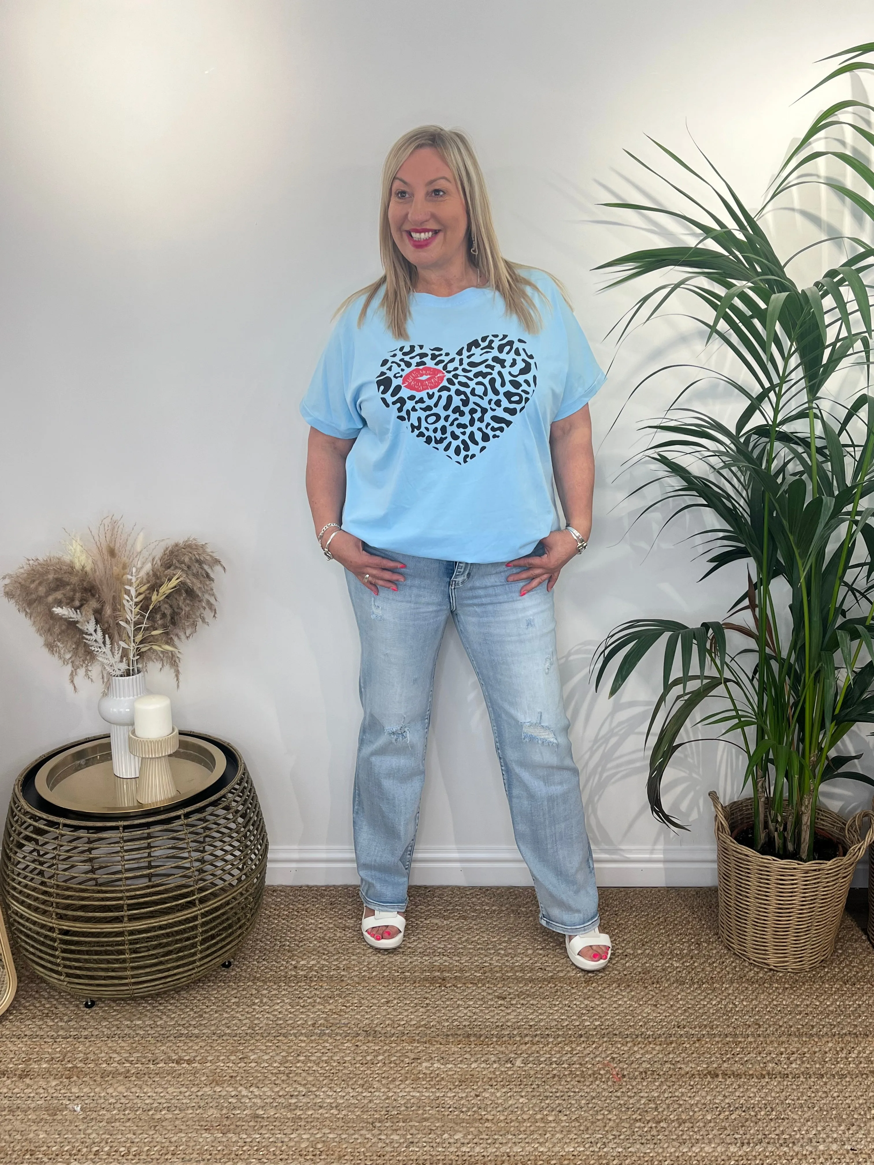 LEXI Leopard Heart Motif T-Shirt