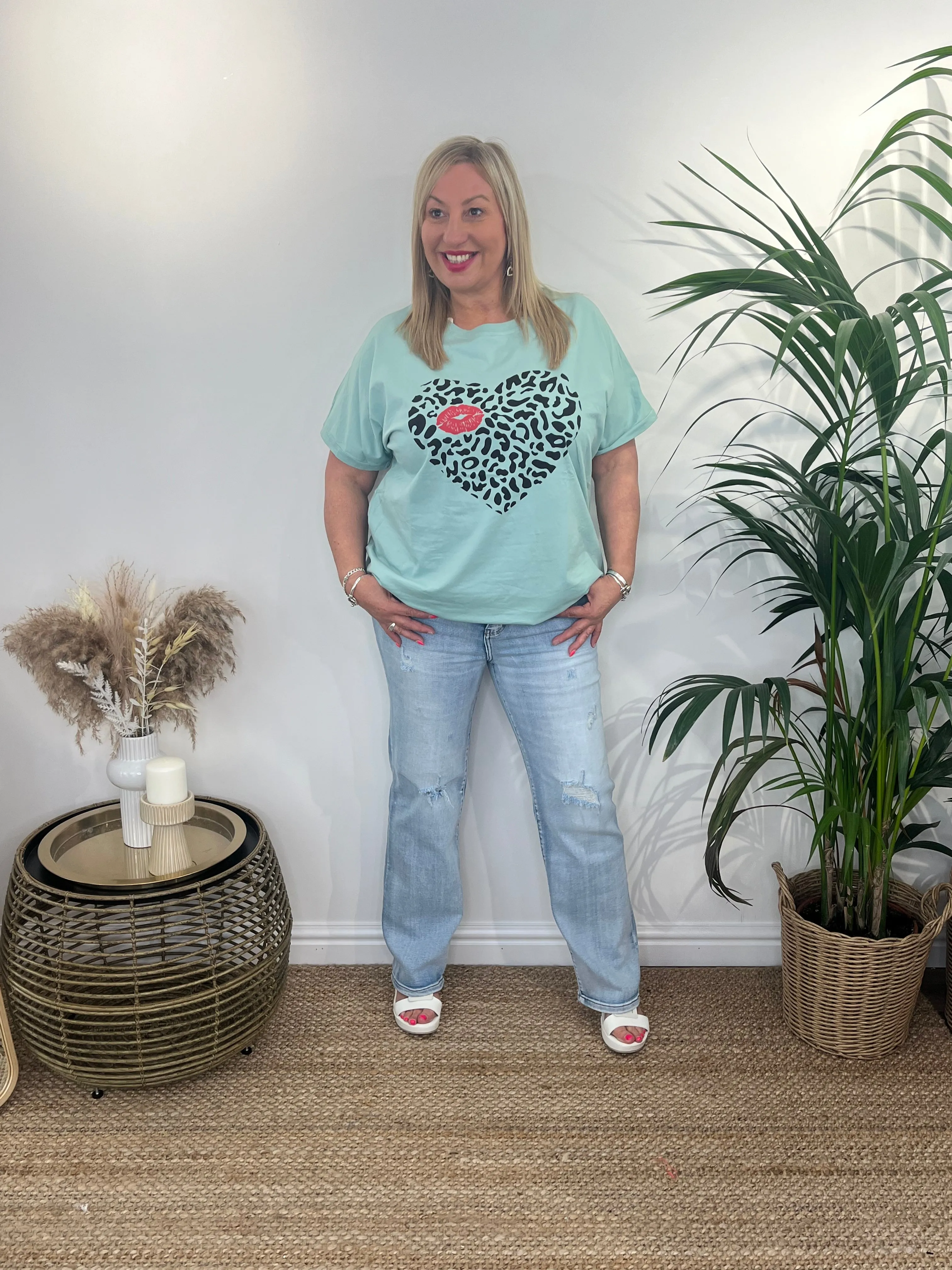 LEXI Leopard Heart Motif T-Shirt