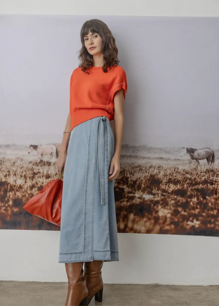 Lilla P | Denim Wrap Skirt