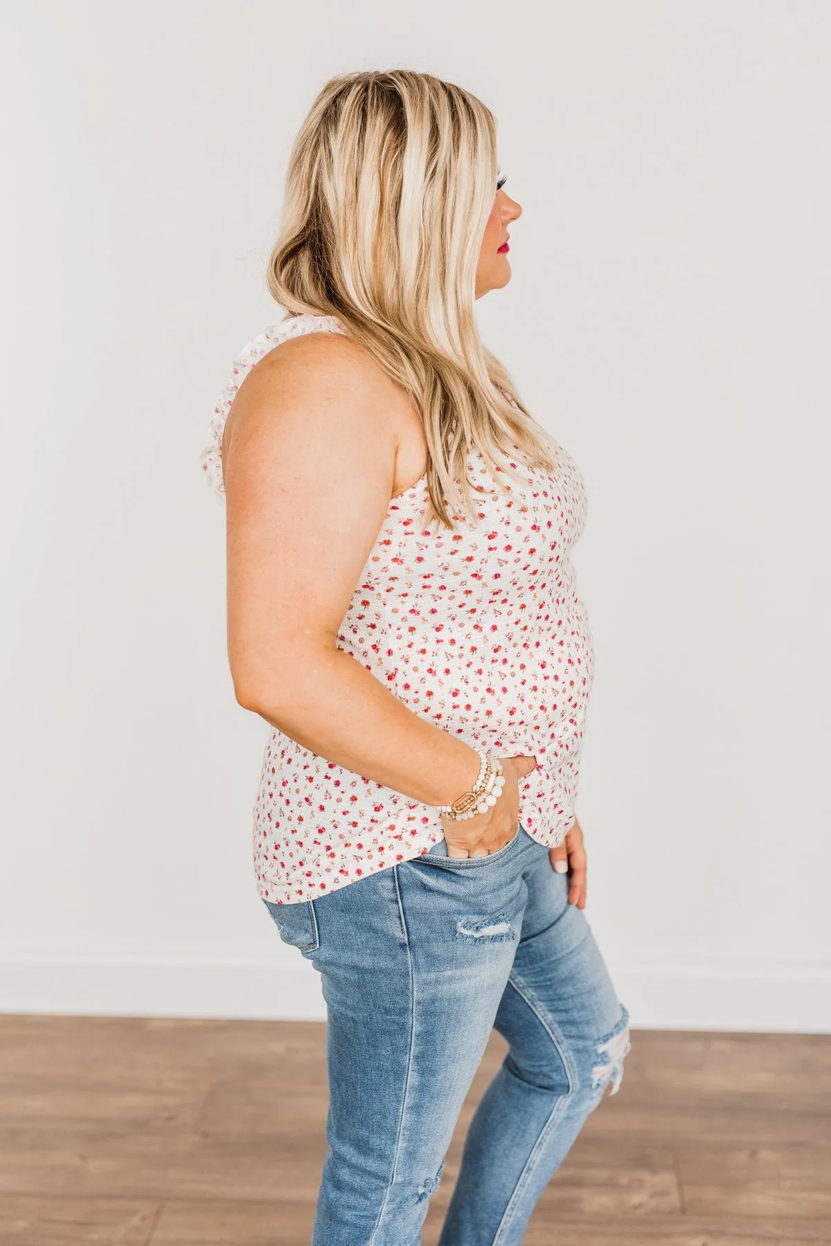 Love At First Glance Floral Tank Top- Ivory