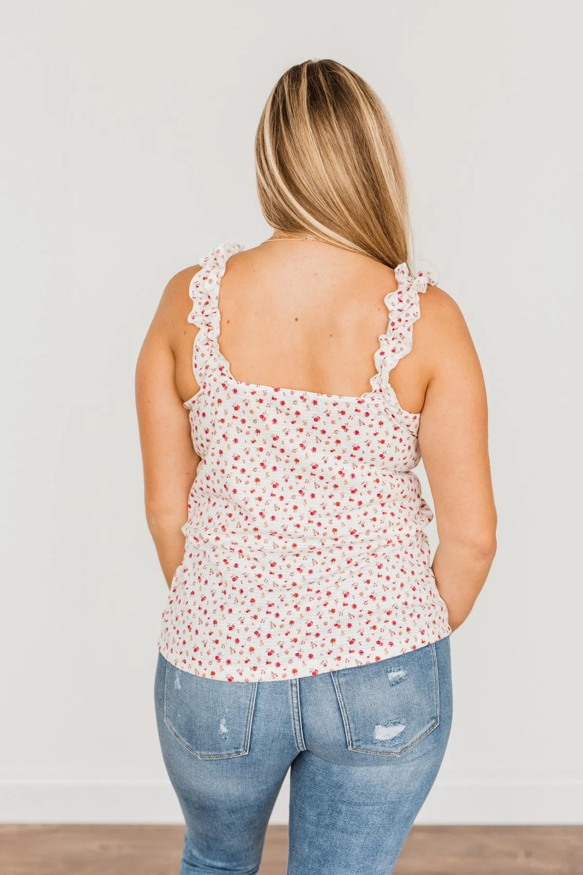 Love At First Glance Floral Tank Top- Ivory