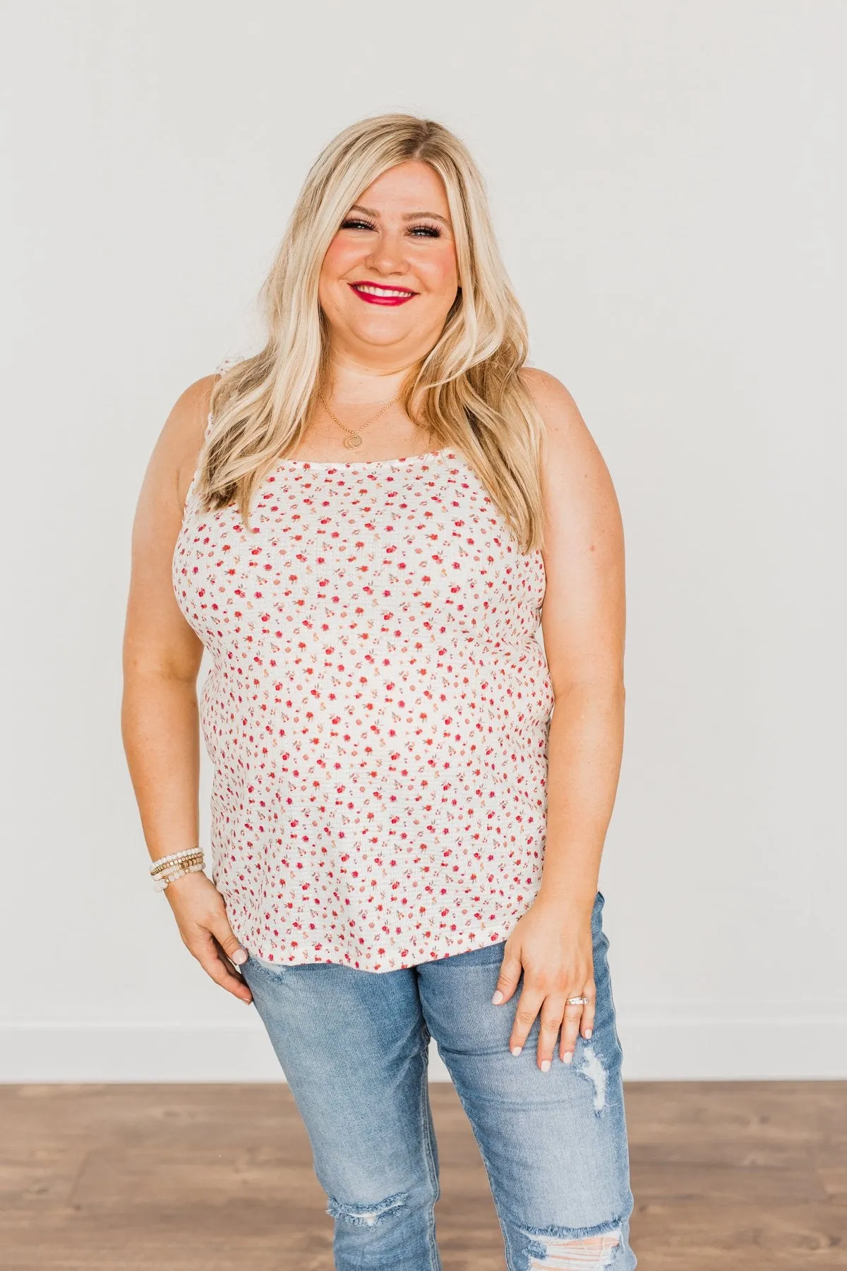 Love At First Glance Floral Tank Top- Ivory