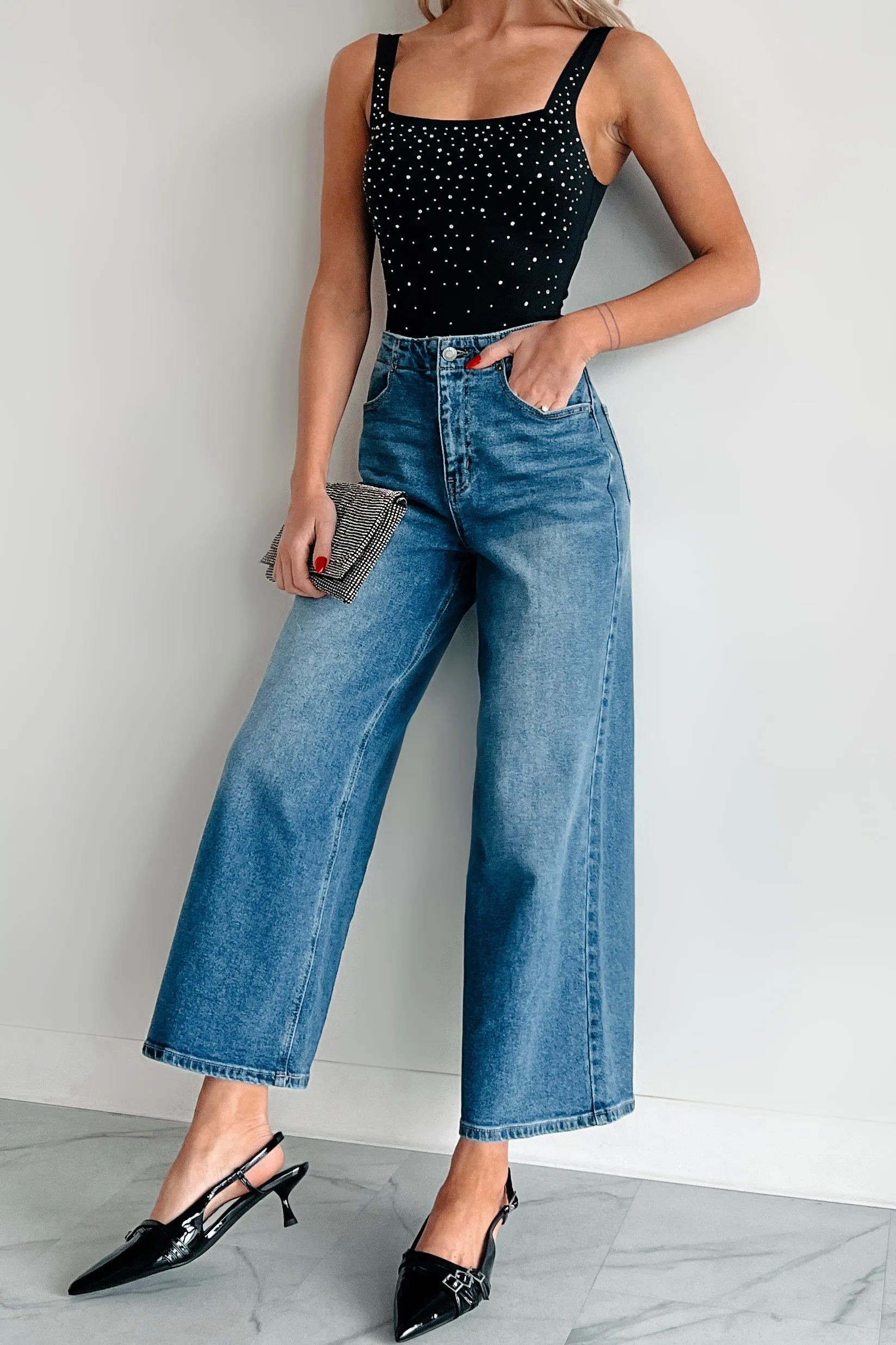 Lowell High Rise Wide Leg Cello Crop Jeans (Medium)