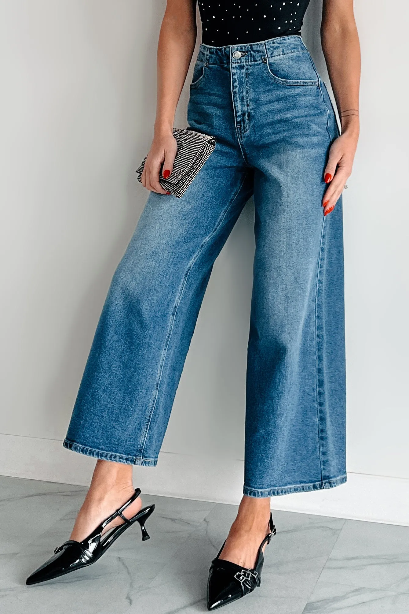 Lowell High Rise Wide Leg Cello Crop Jeans (Medium)