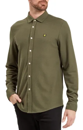 Lyle & Scott Honeycomb Shirt Long Sleeve Jersey Olive