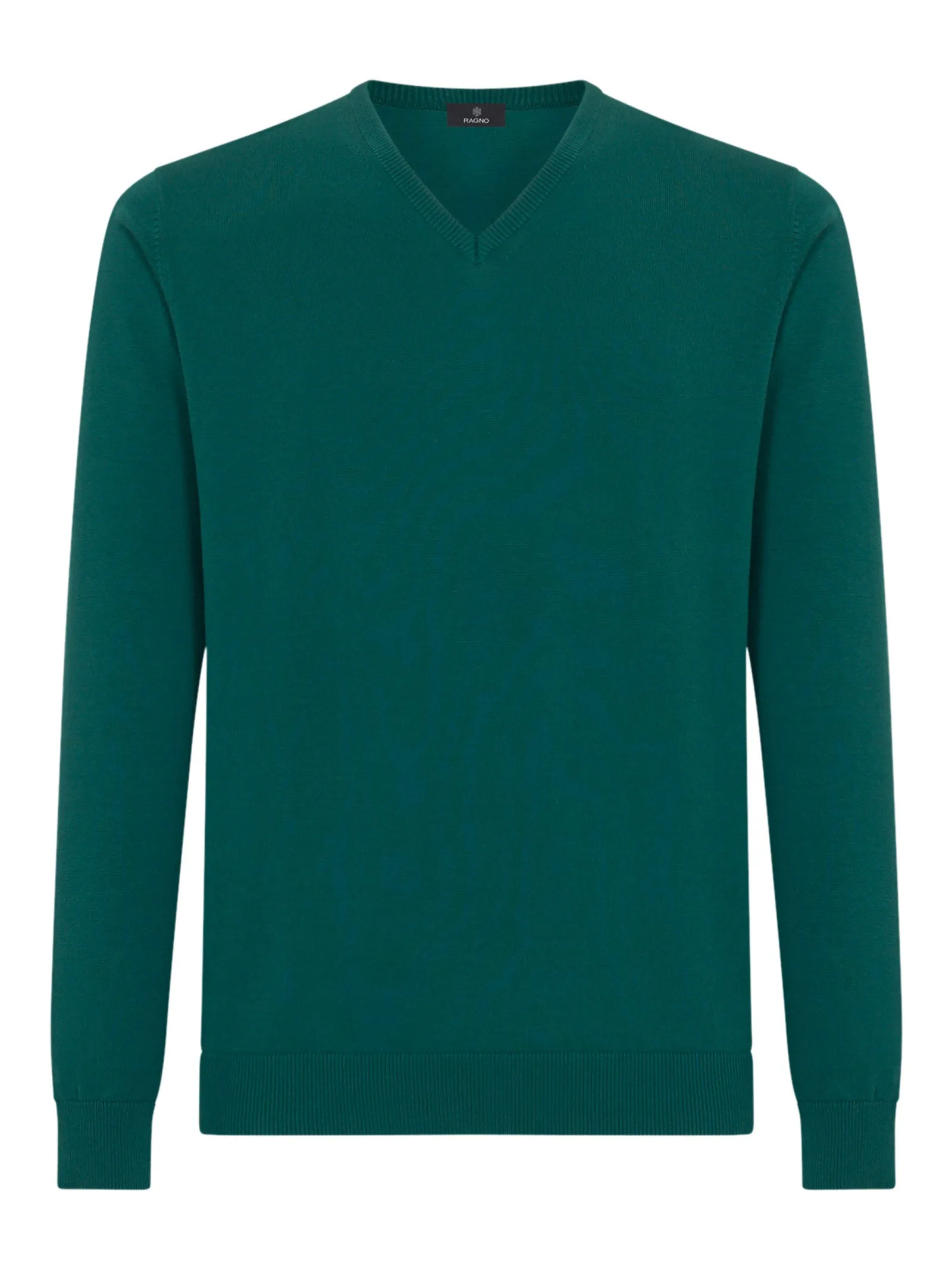 Maglia scollo a V in Pure Cotton - Evergreen