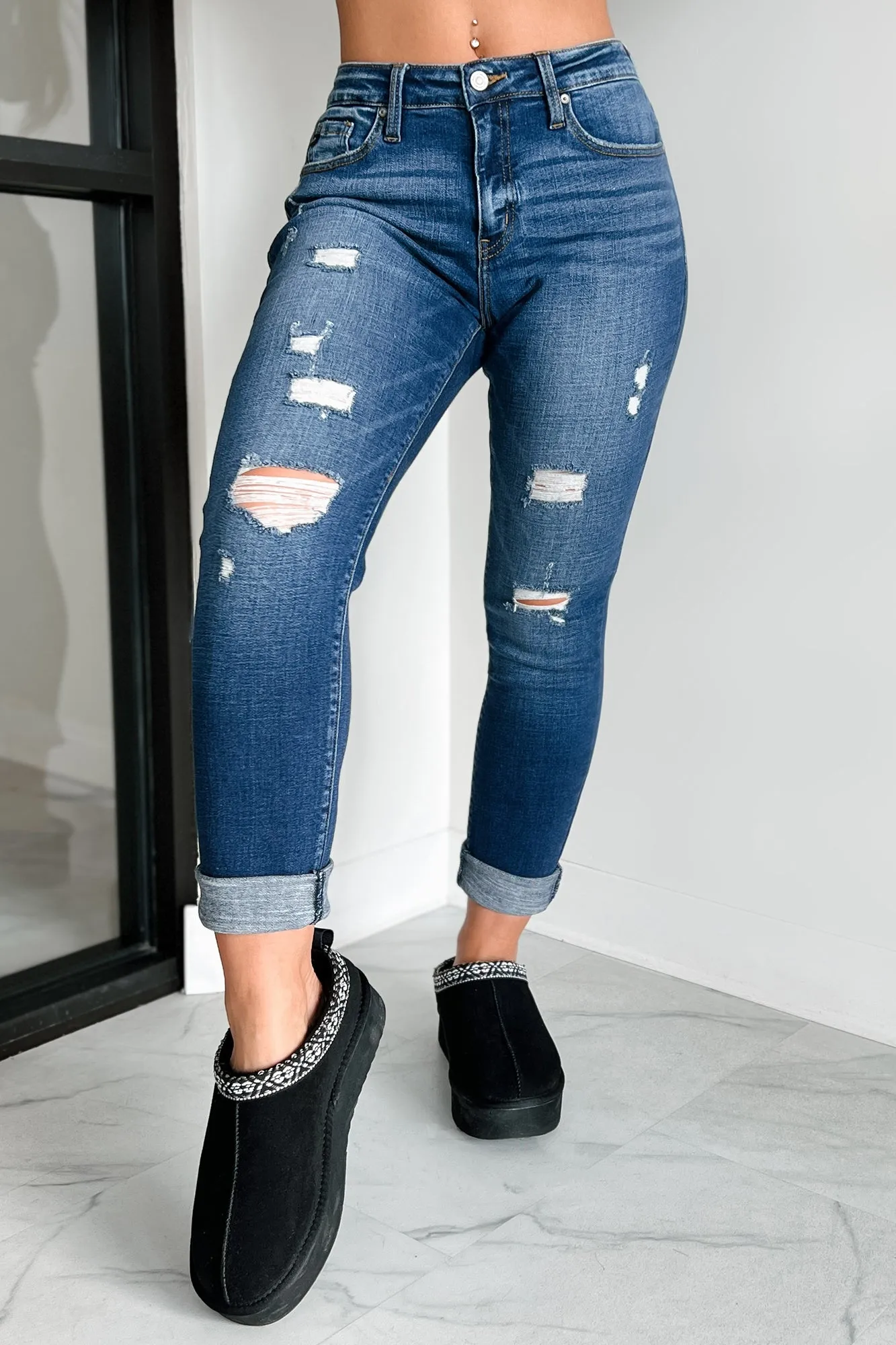 Mary Anne High Rise Distressed Kancan Skinny Jeans (Dark)