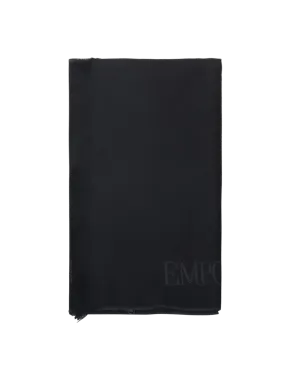 MEN EMPORIO ARMANI BLACK WOOL SCARF