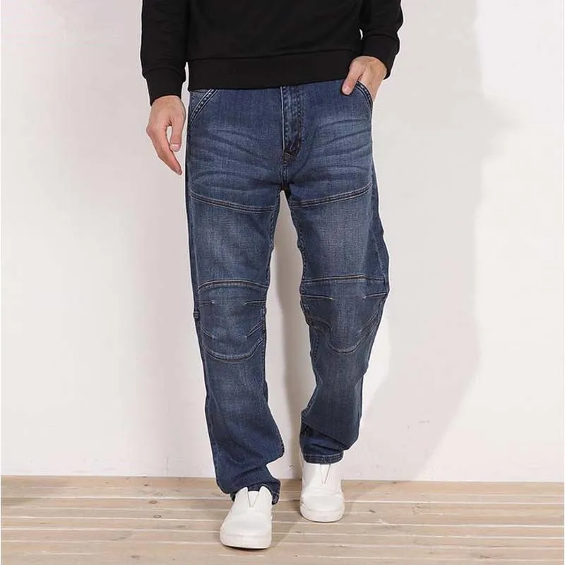 Men's Casual Mid Waist Solid Pattern Full-Length Loose Trousers