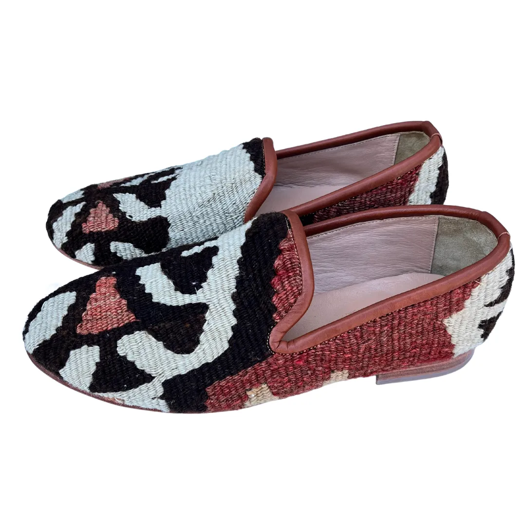 Men's Turkish Kilim Loafer Cream & Black Pattern