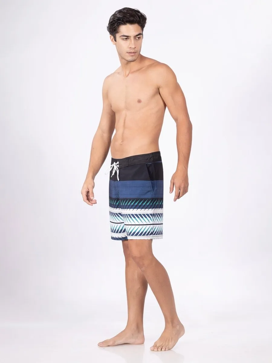 Mid-Rise Black Quick Dry Swim Shorts Men