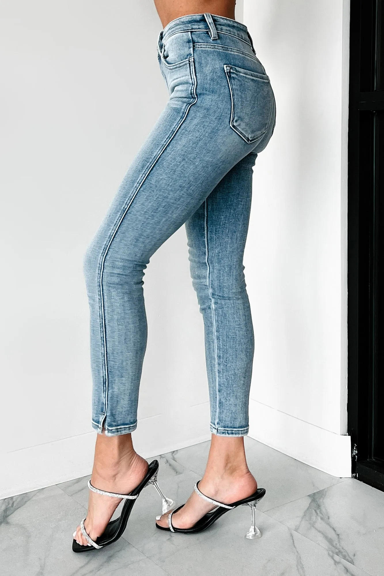 Milana Mid Rise Crop Skinny Risen Jeans (Medium)