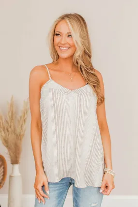 Nothing Better Than Me Striped Tank- Taupe