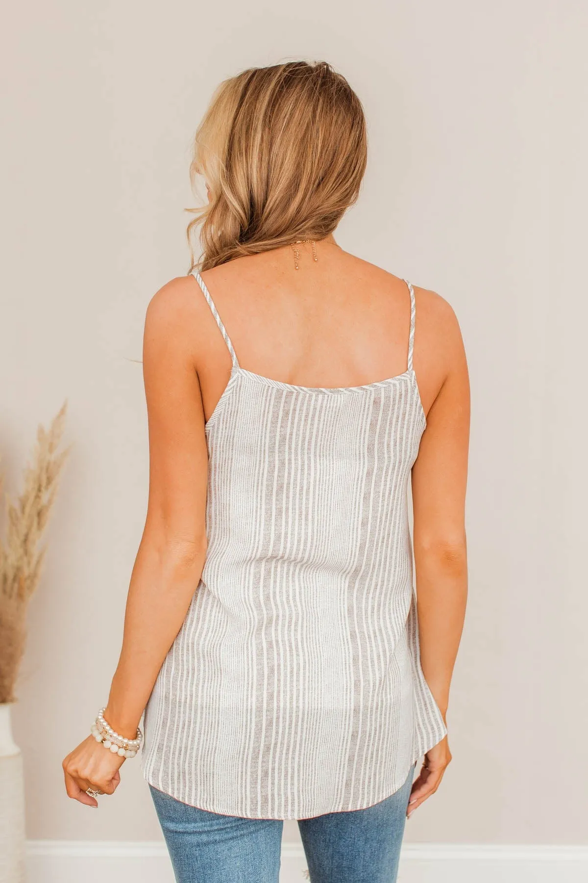 Nothing Better Than Me Striped Tank- Taupe