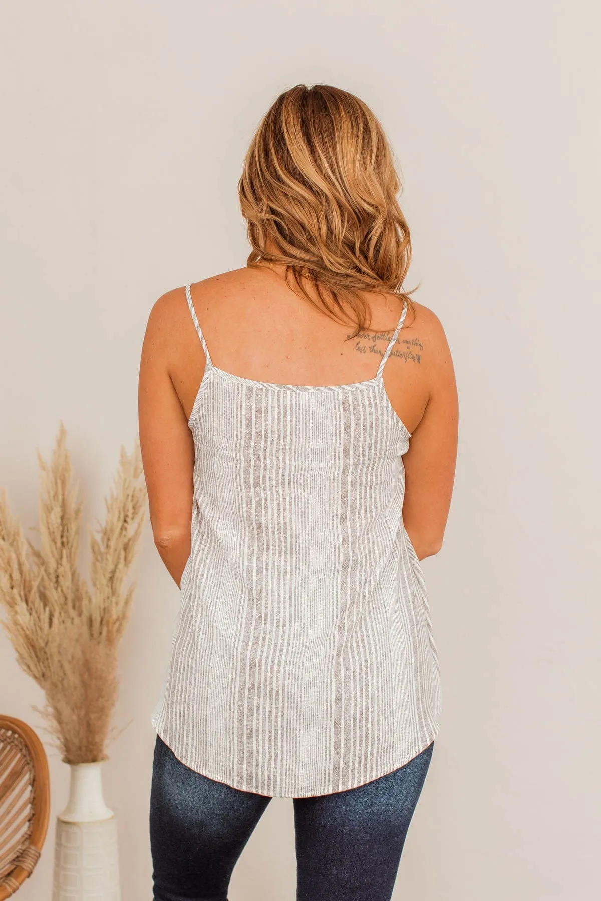 Nothing Better Than Me Striped Tank- Taupe