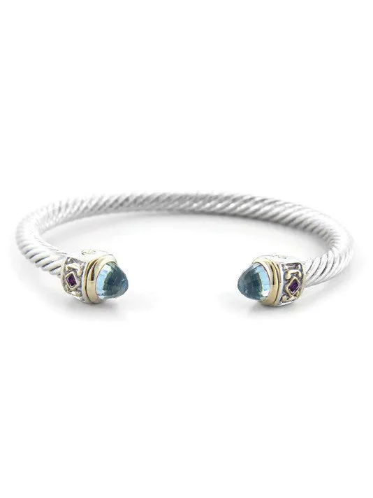 Nouveau Small Wire Cuff with Accent Stone Bracelet by John Medeiros - Available in Multiple Colors