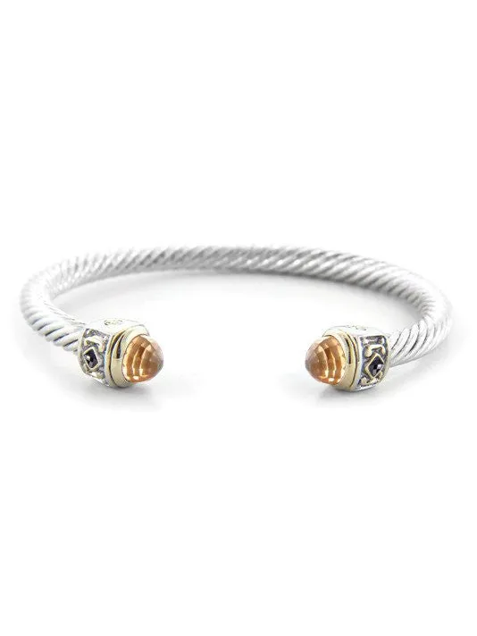 Nouveau Small Wire Cuff with Accent Stone Bracelet by John Medeiros - Available in Multiple Colors