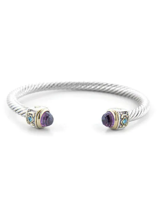 Nouveau Small Wire Cuff with Accent Stone Bracelet by John Medeiros - Available in Multiple Colors