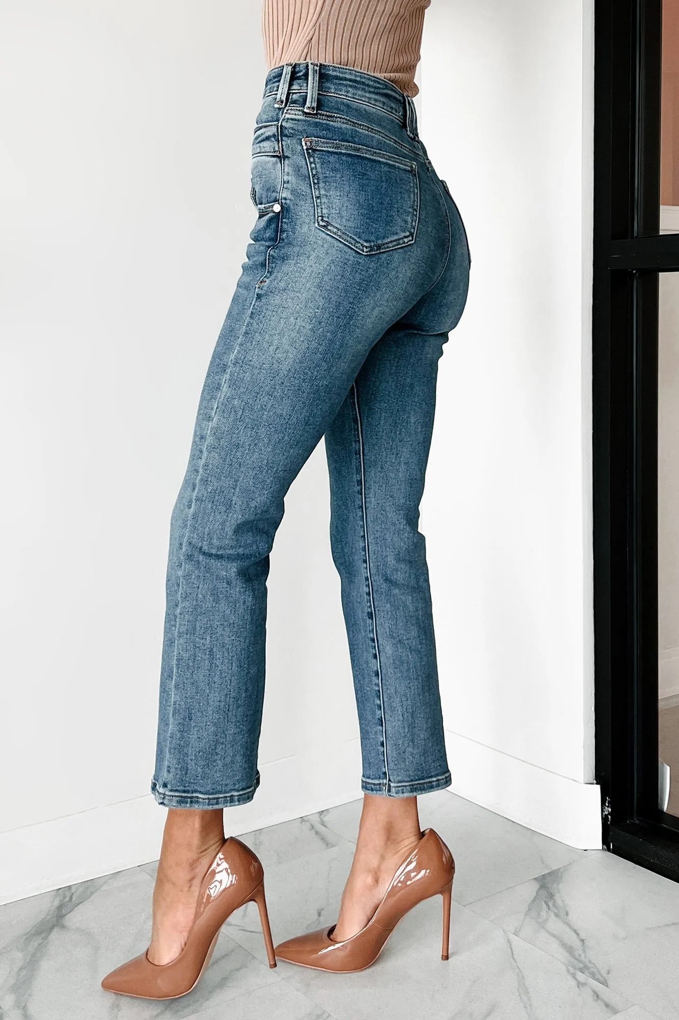 Novie High Rise Cross-Over Waist Special A Jeans (Medium Light)