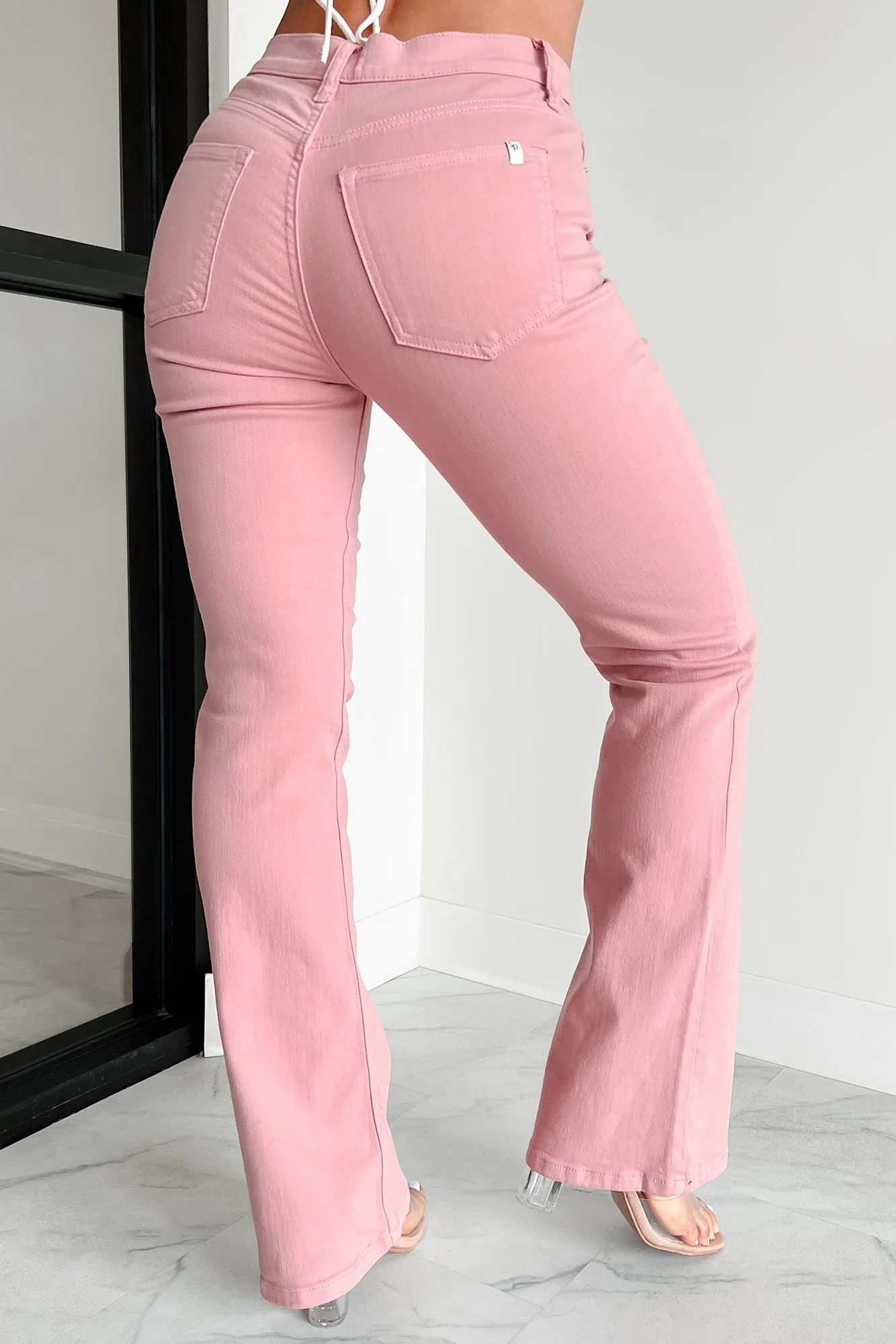 Perfectly Peppy High Rise Sneak Peek Bootcut Jeans (Peach)