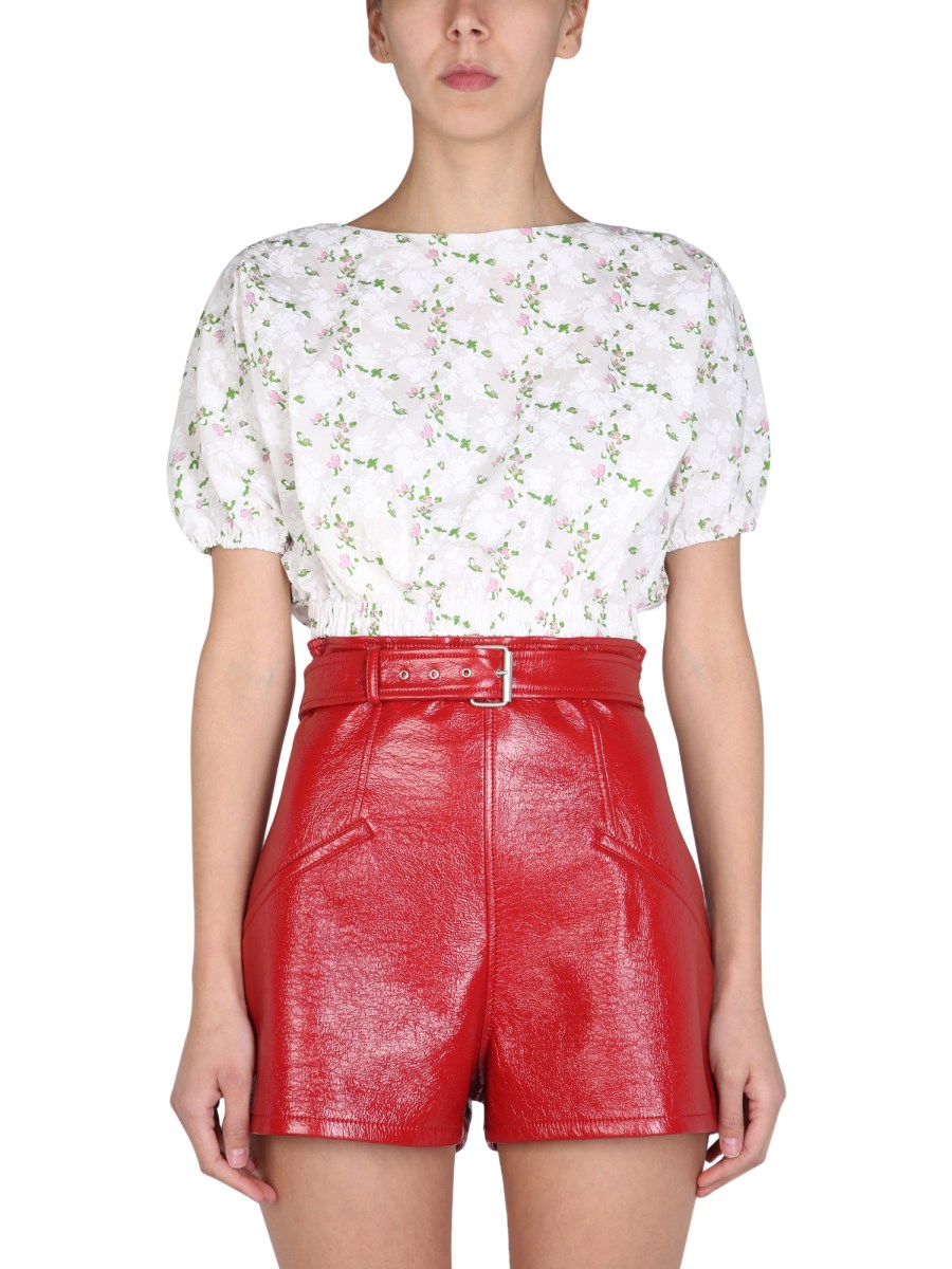 PHILOSOPHY DI LORENZO SERAFINI    COTTON FLORAL PATTERN CROPPED TOP