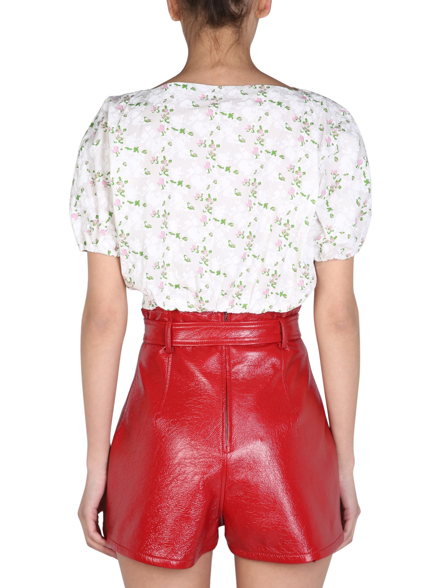 PHILOSOPHY DI LORENZO SERAFINI    COTTON FLORAL PATTERN CROPPED TOP