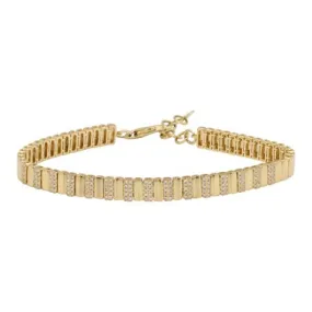 PILAR GOLD + DIAMOND FLUTED PATTERN BRACELET