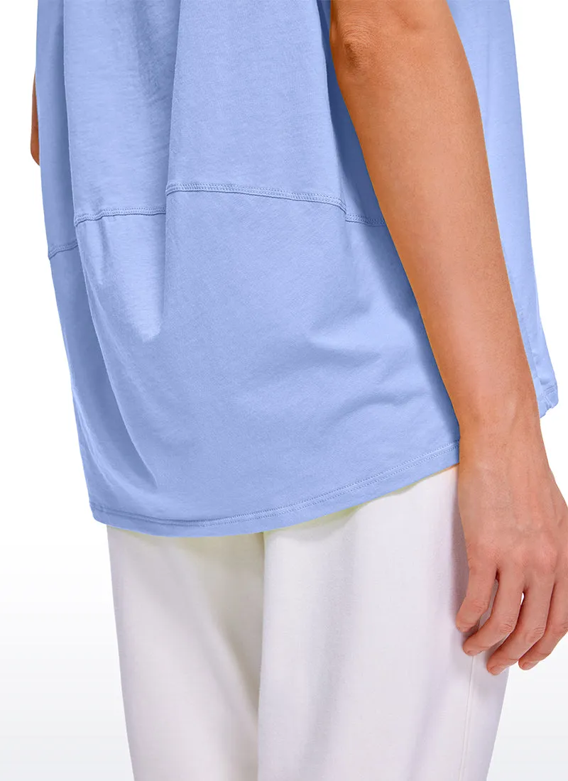 Pima Cotton Short Sleeves Boat Neck