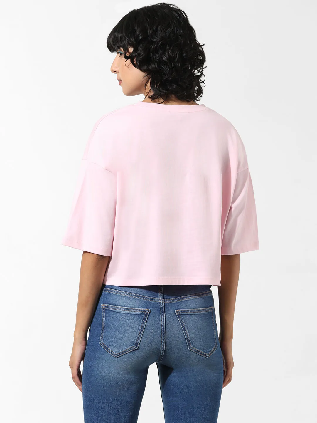 Pink Applique Print Boxy T-shirt