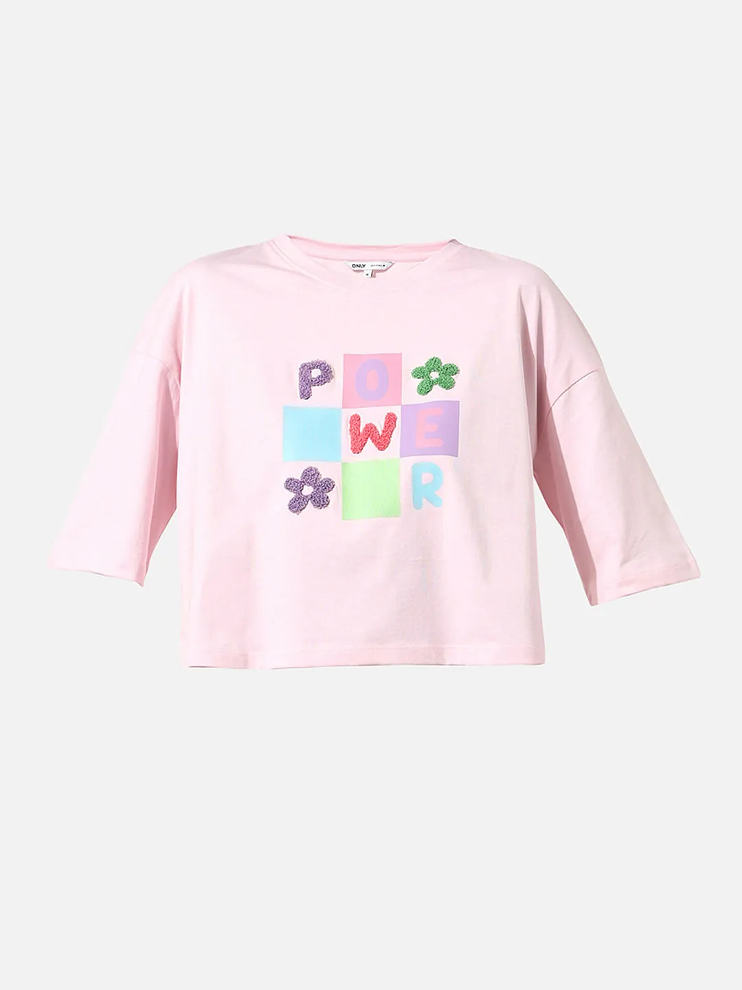 Pink Applique Print Boxy T-shirt