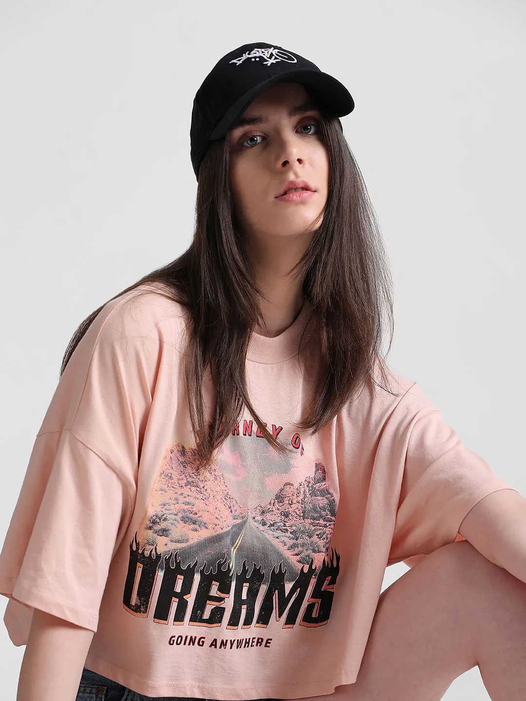 Pink Graphic Print Boxy T-shirt