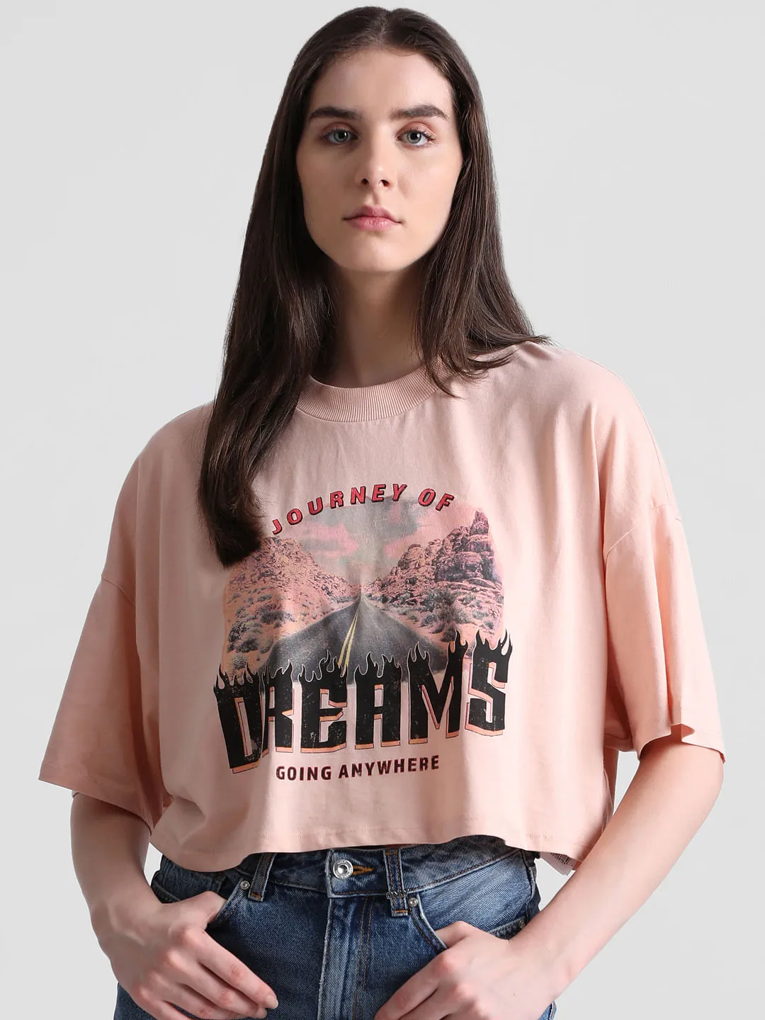 Pink Graphic Print Boxy T-shirt