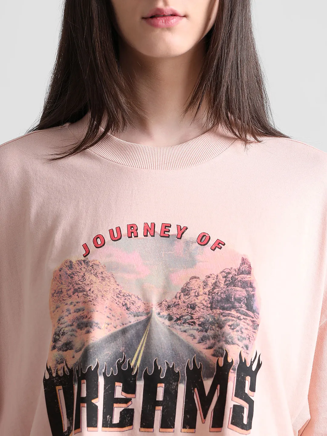 Pink Graphic Print Boxy T-shirt