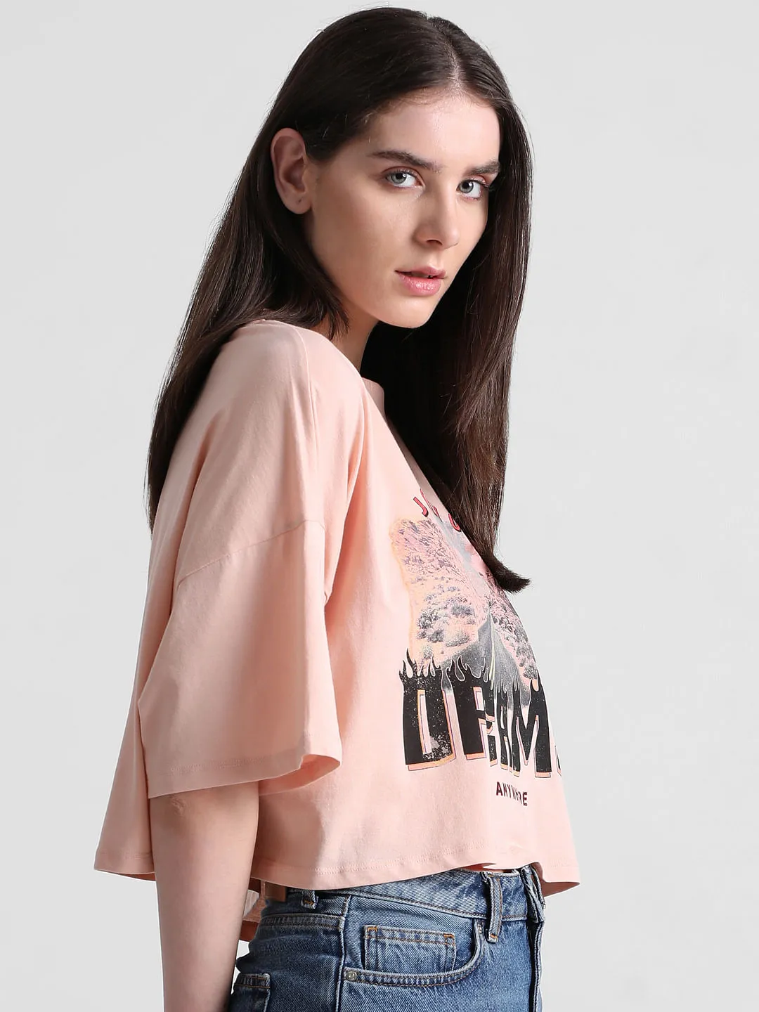 Pink Graphic Print Boxy T-shirt