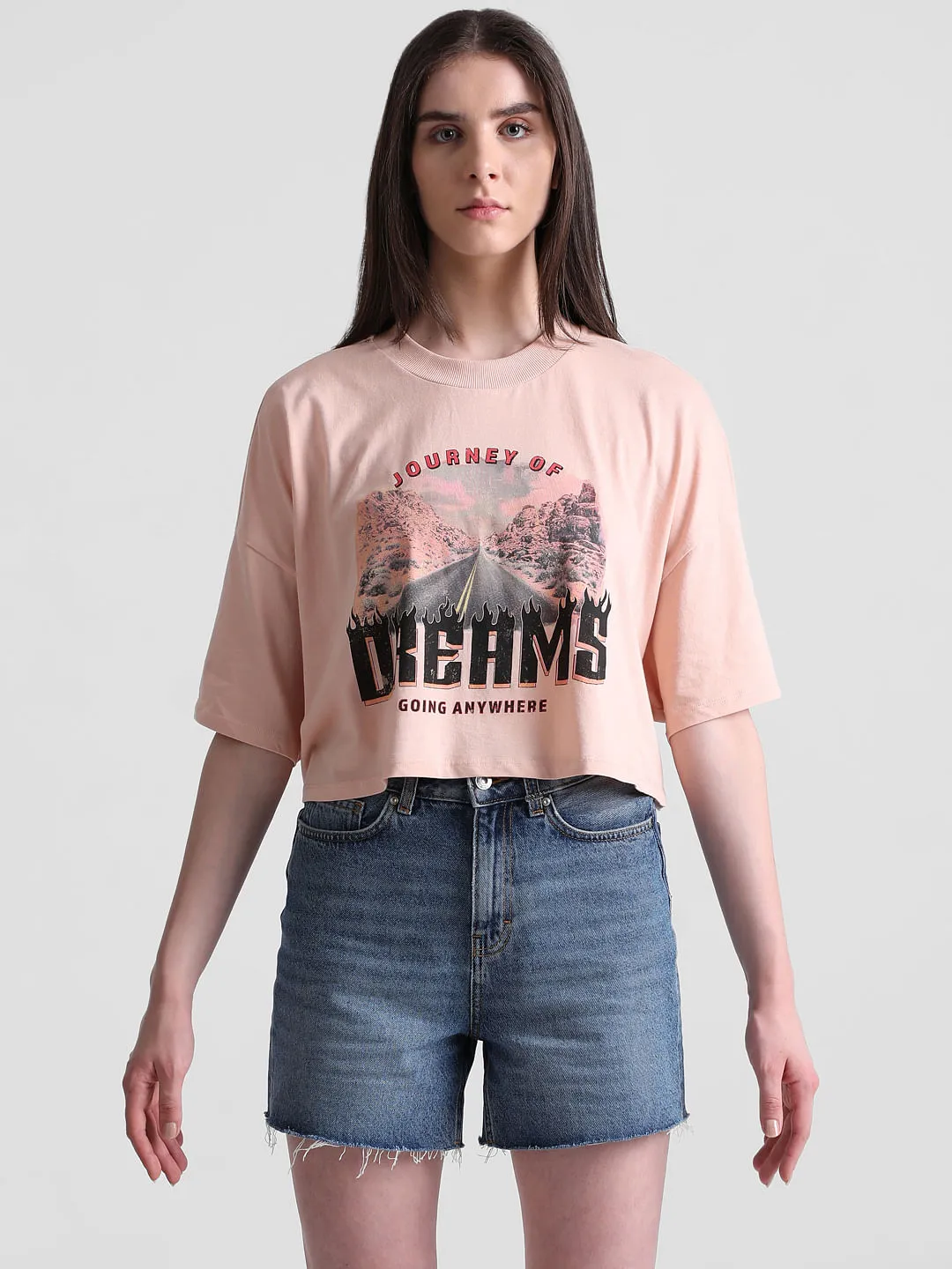 Pink Graphic Print Boxy T-shirt