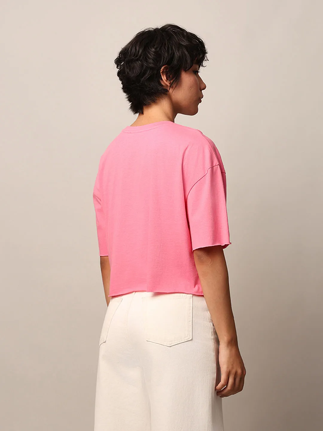 Pink Printed Boxy Fit T-shirt