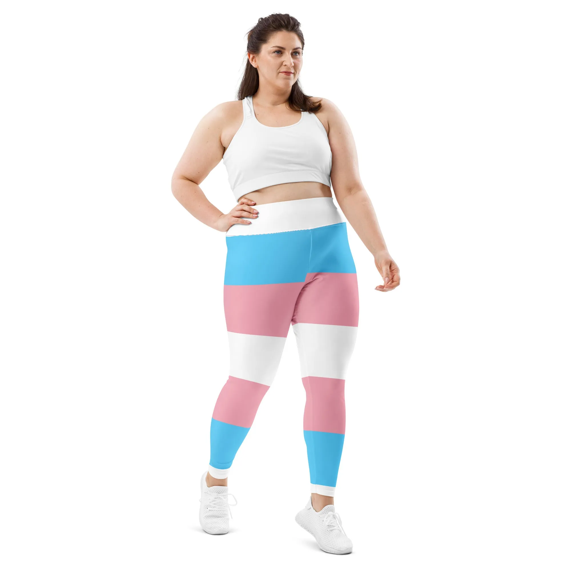 Plus Size Trans Coloured Ribbon Streetwear Casual Yoga Pants