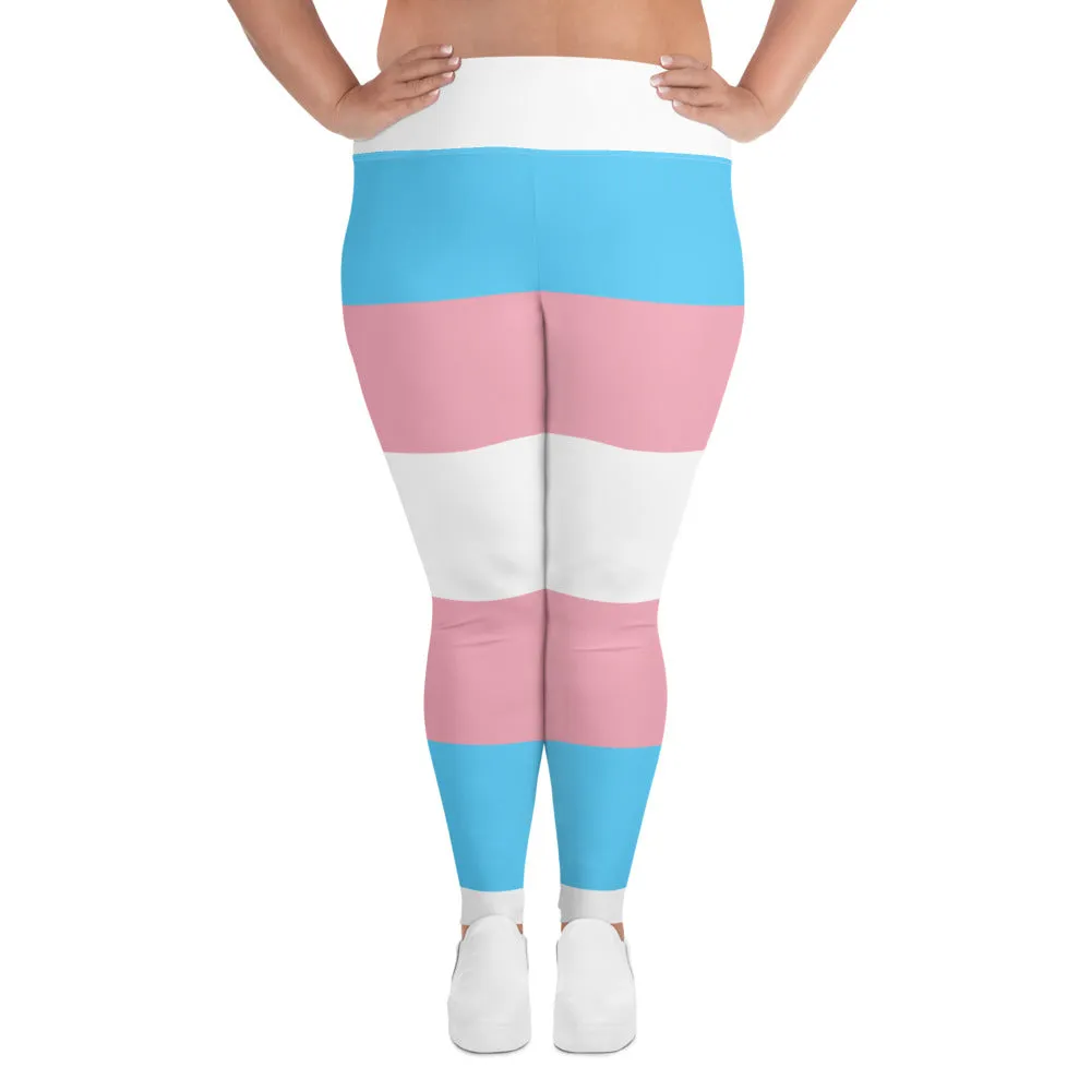 Plus Size Trans Coloured Ribbon Streetwear Casual Yoga Pants