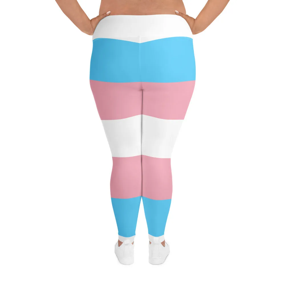 Plus Size Trans Coloured Ribbon Streetwear Casual Yoga Pants