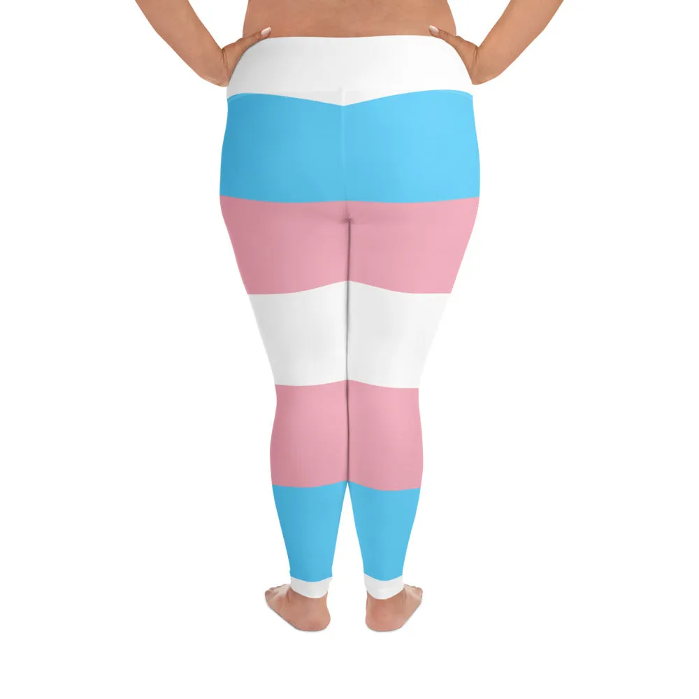 Plus Size Trans Coloured Ribbon Streetwear Casual Yoga Pants