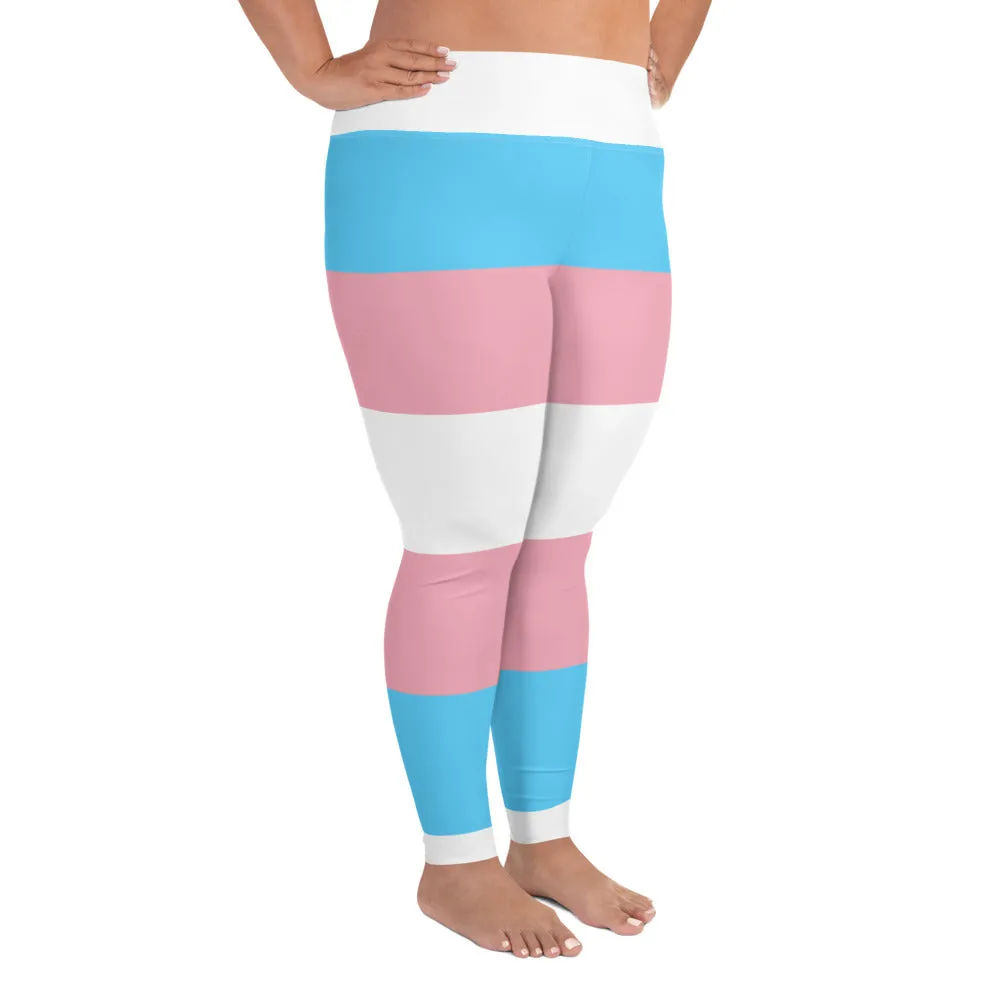 Plus Size Trans Coloured Ribbon Streetwear Casual Yoga Pants