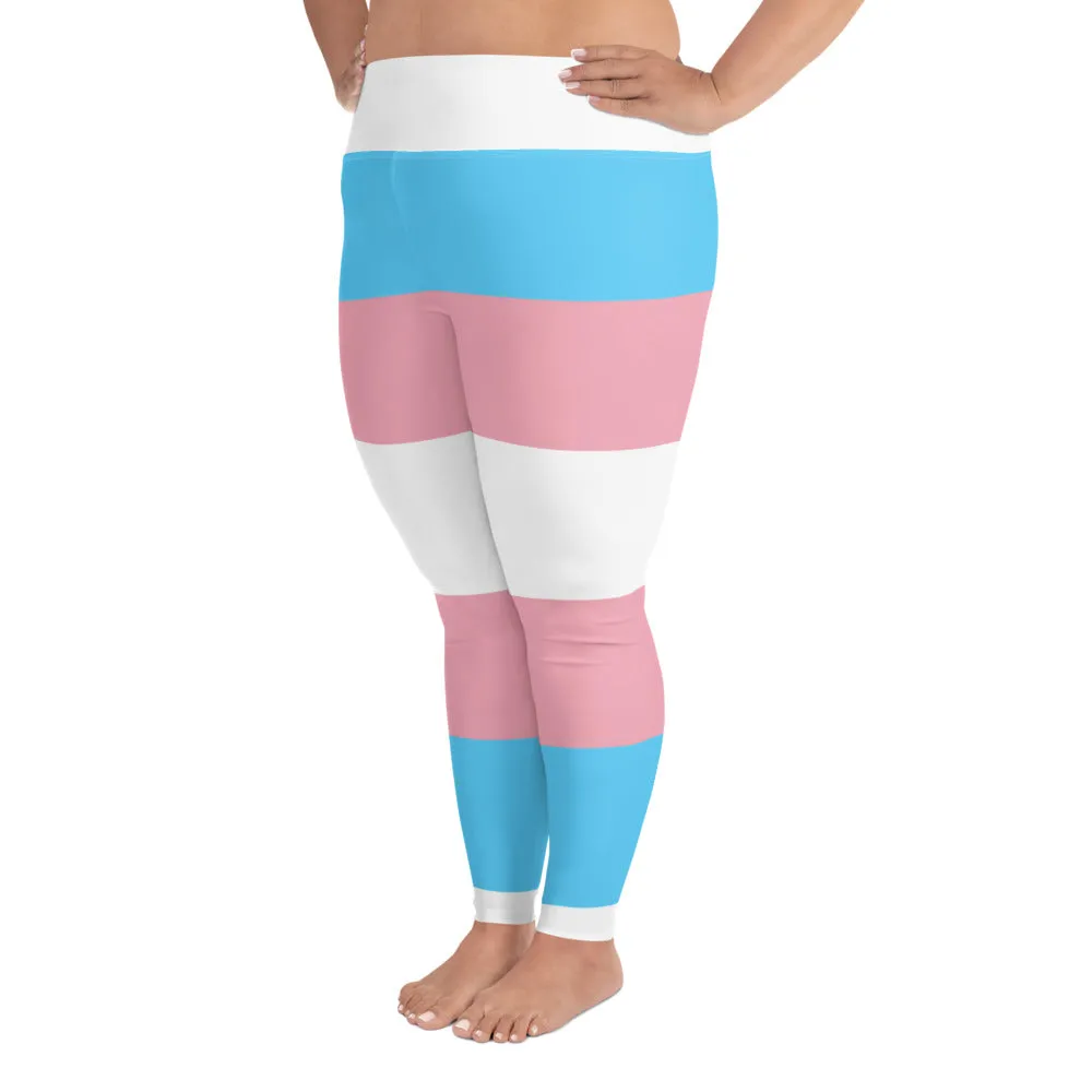 Plus Size Trans Coloured Ribbon Streetwear Casual Yoga Pants