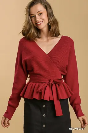 Red Baby Doll Tie Waist Top