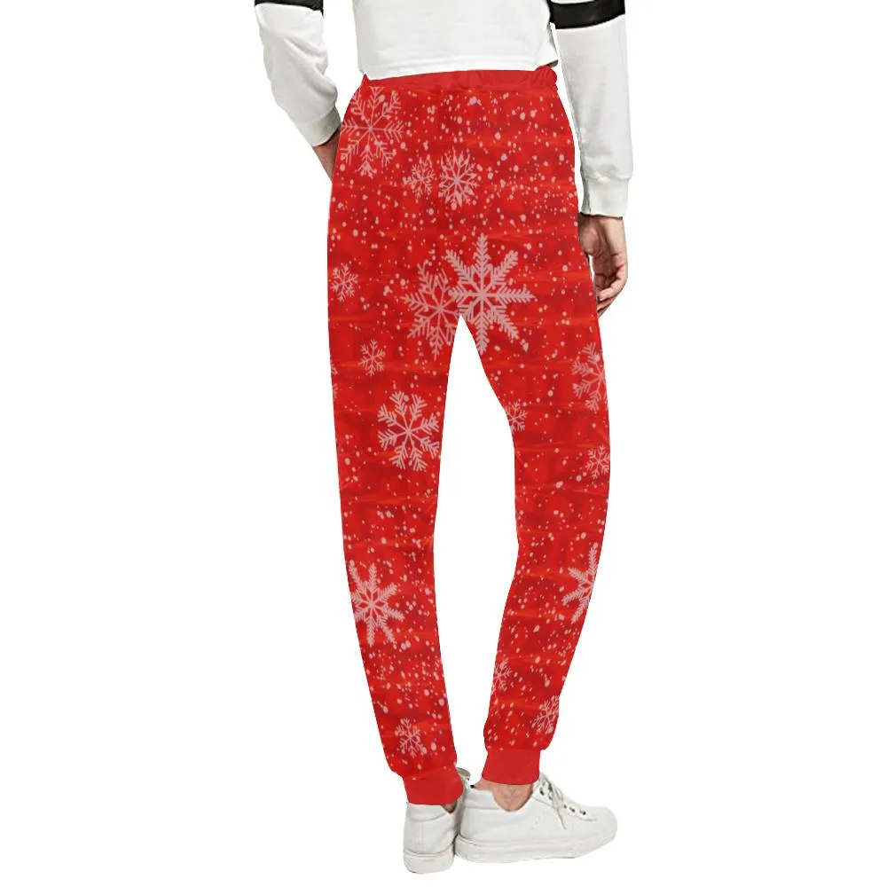 Red Holiday Snowflake Women's All Over Print Jogger Sweatpants